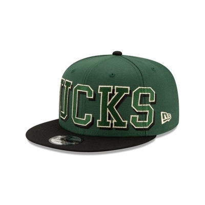 Green Milwaukee Bucks Hat - New Era NBA Block Font 9FIFTY Snapback Caps USA3467058